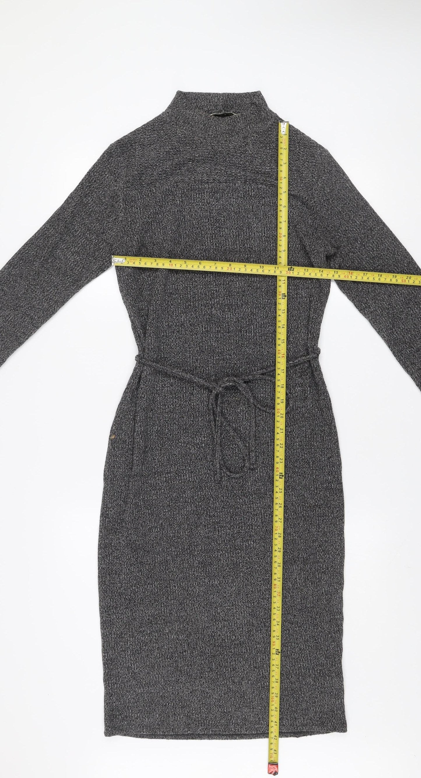 Oasis Women’s Grey Knit Bodycon Belted Jumper Dress Size S