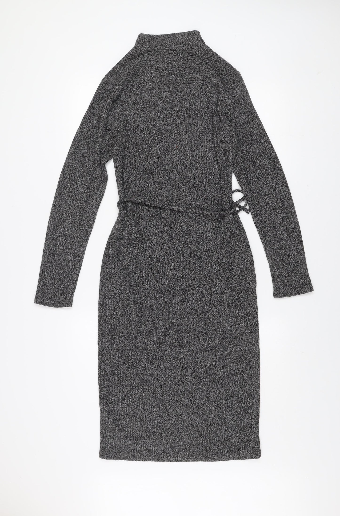 Oasis Women’s Grey Knit Bodycon Belted Jumper Dress Size S