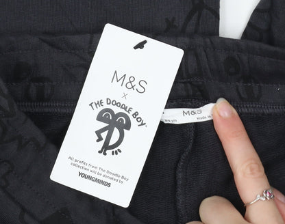 Marks and Spencer Boys Black Athletic Shorts 8-9 Years The Doodle Boy