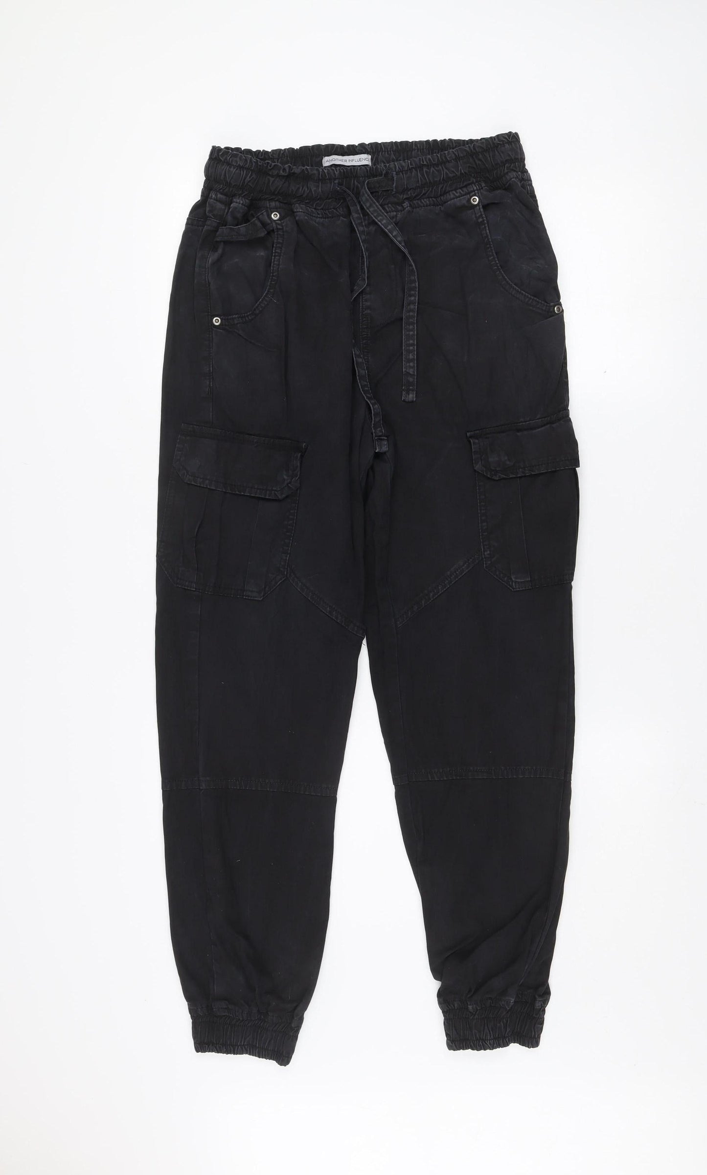 Another Influence Men's Black Cotton Cargo Trousers M