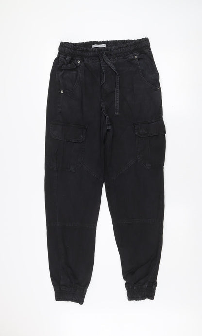 Another Influence Men's Black Cotton Cargo Trousers M
