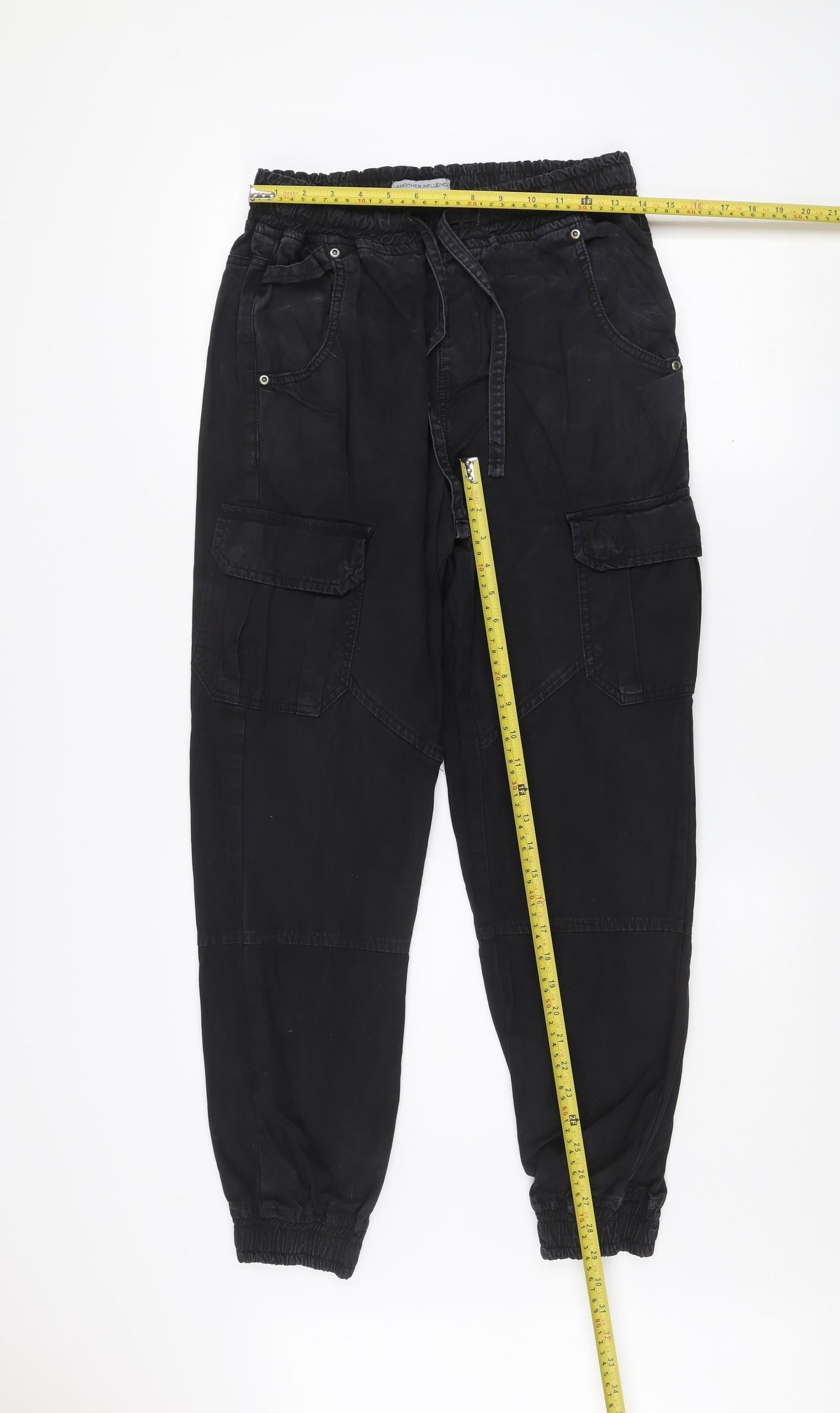 Another Influence Men's Black Cotton Cargo Trousers M