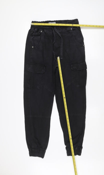 Another Influence Men's Black Cotton Cargo Trousers M