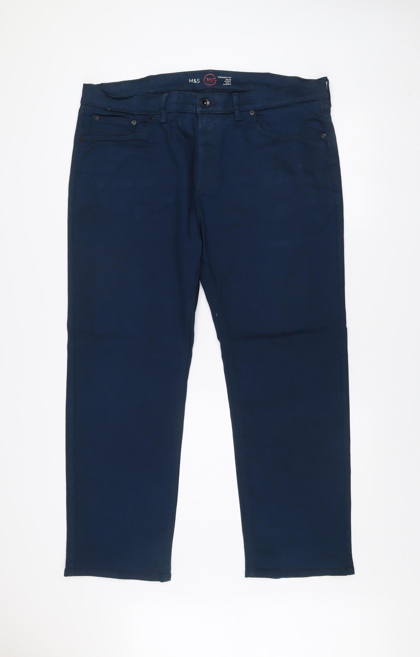Marks and Spencer Men's Blue 40 Short Straight Fit Stretch Jeans