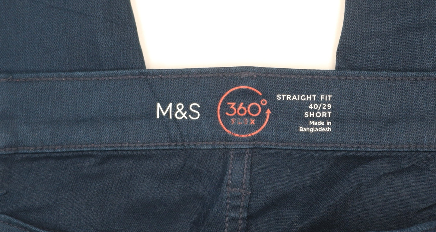 Marks and Spencer Men's Blue 40 Short Straight Fit Stretch Jeans