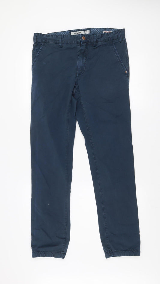 Pull & Bear Men's Blue Chino Cotton Trousers Size 32 Regular Fit