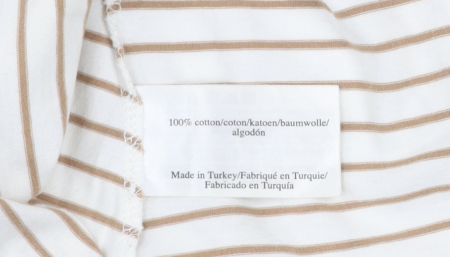 Laura Ashley Women’s Beige Striped Long Sleeve Cotton T-Shirt UK 14