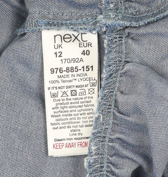 Next Women Blue Floral Wrap Dress Size 12 Short Sleeve Ruffle Hem