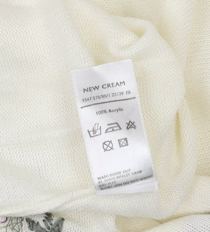 Berkertex Women's Ivory Floral Embroidered Knit Top Size 12