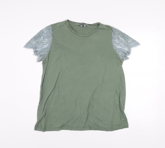 ASOS DESIGN Women’s Green Lace Sleeve Maternity T-Shirt UK 14