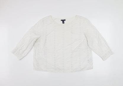 Gap Womens White Cotton Embroidered Lace Tunic Blouse XL