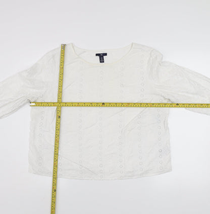 Gap Womens White Cotton Embroidered Lace Tunic Blouse XL