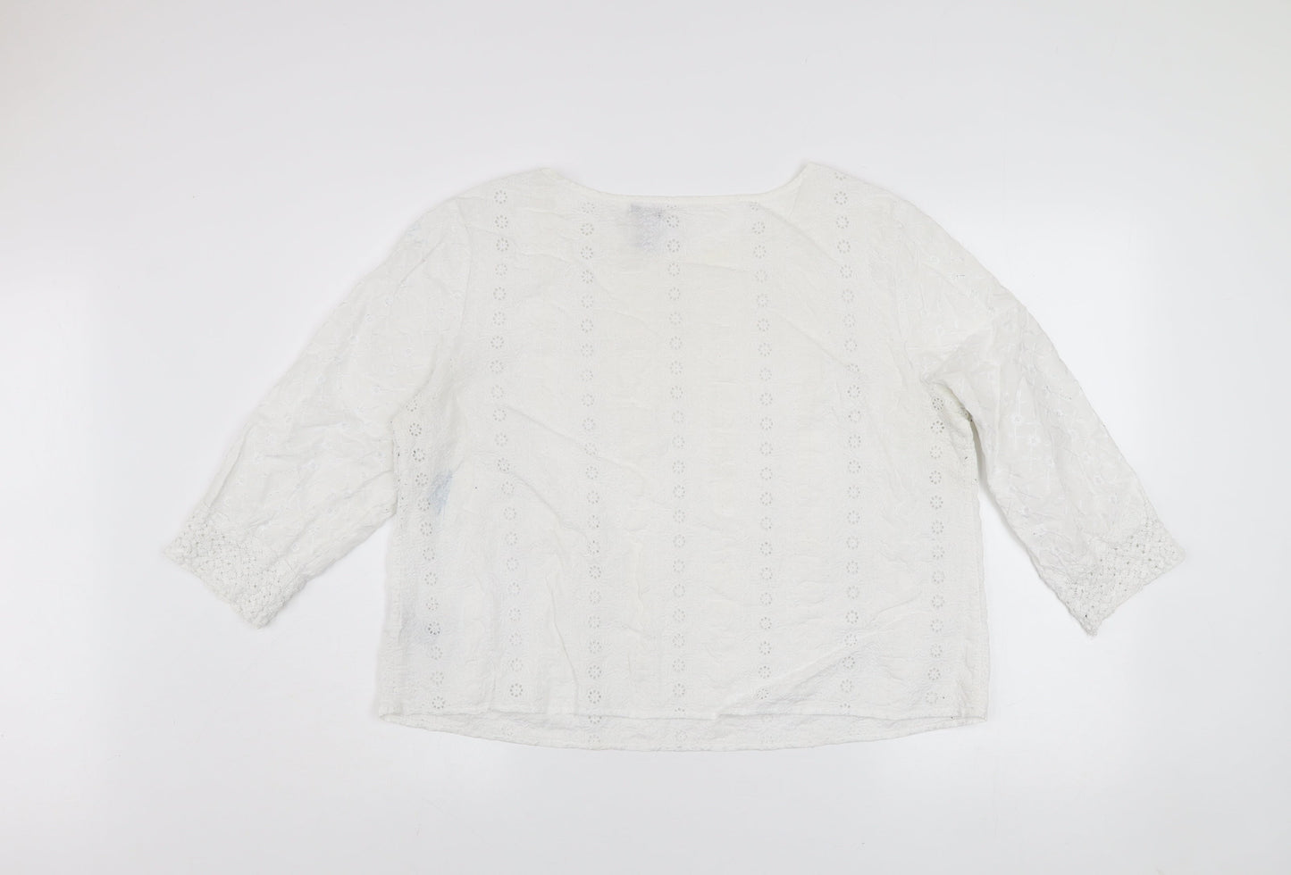 Gap Womens White Cotton Embroidered Lace Tunic Blouse XL