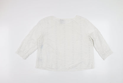 Gap Womens White Cotton Embroidered Lace Tunic Blouse XL