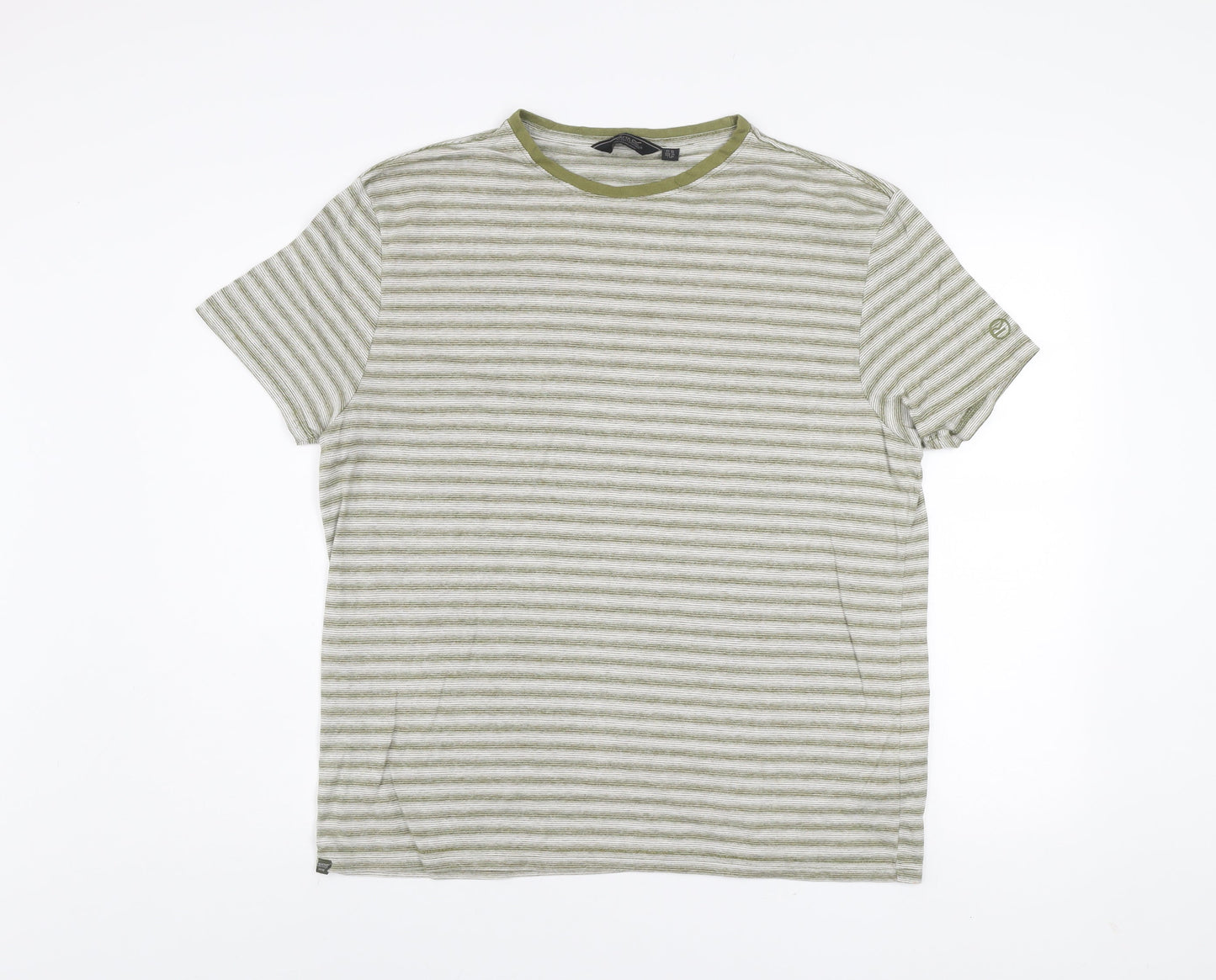 Regatta Men's Green Striped Crew Neck Short Sleeve T-Shirt XL