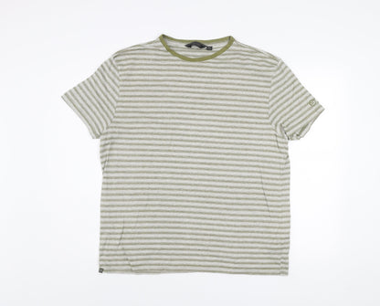 Regatta Men's Green Striped Crew Neck Short Sleeve T-Shirt XL