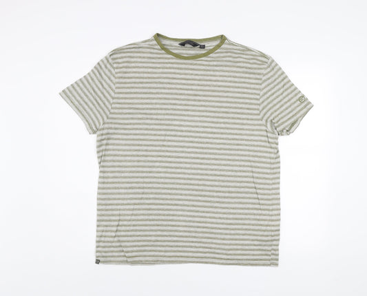 Regatta Men's Green Striped Crew Neck Short Sleeve T-Shirt XL