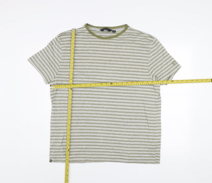 Regatta Men's Green Striped Crew Neck Short Sleeve T-Shirt XL