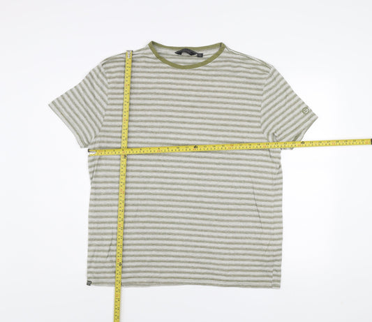 Regatta Men's Green Striped Crew Neck Short Sleeve T-Shirt XL