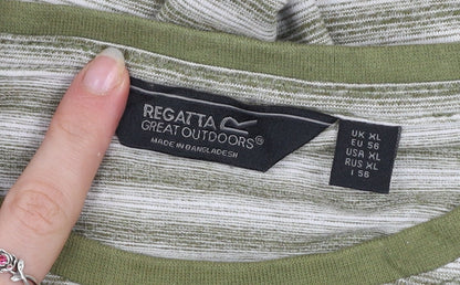 Regatta Men's Green Striped Crew Neck Short Sleeve T-Shirt XL