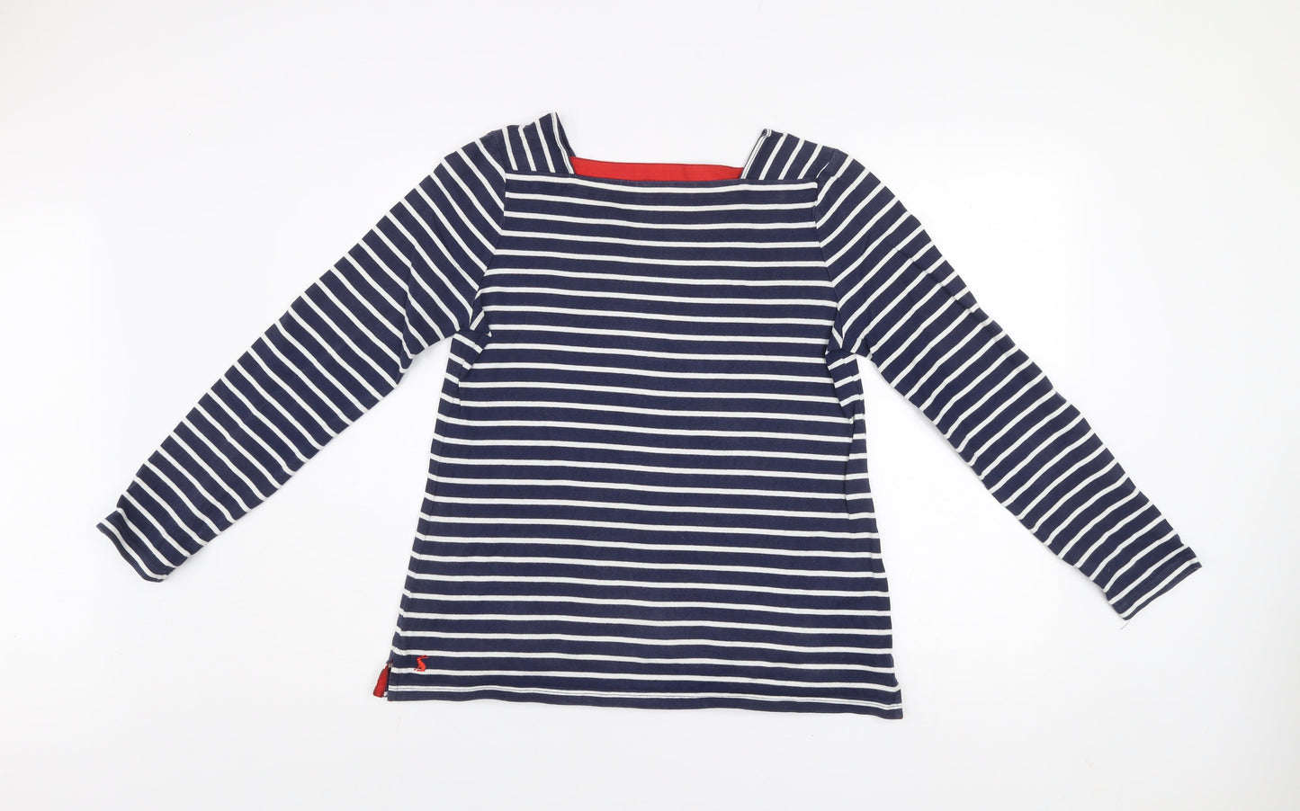 Joules Women's Blue Striped Boat Neck Cotton Long Sleeve Jumper Size 10