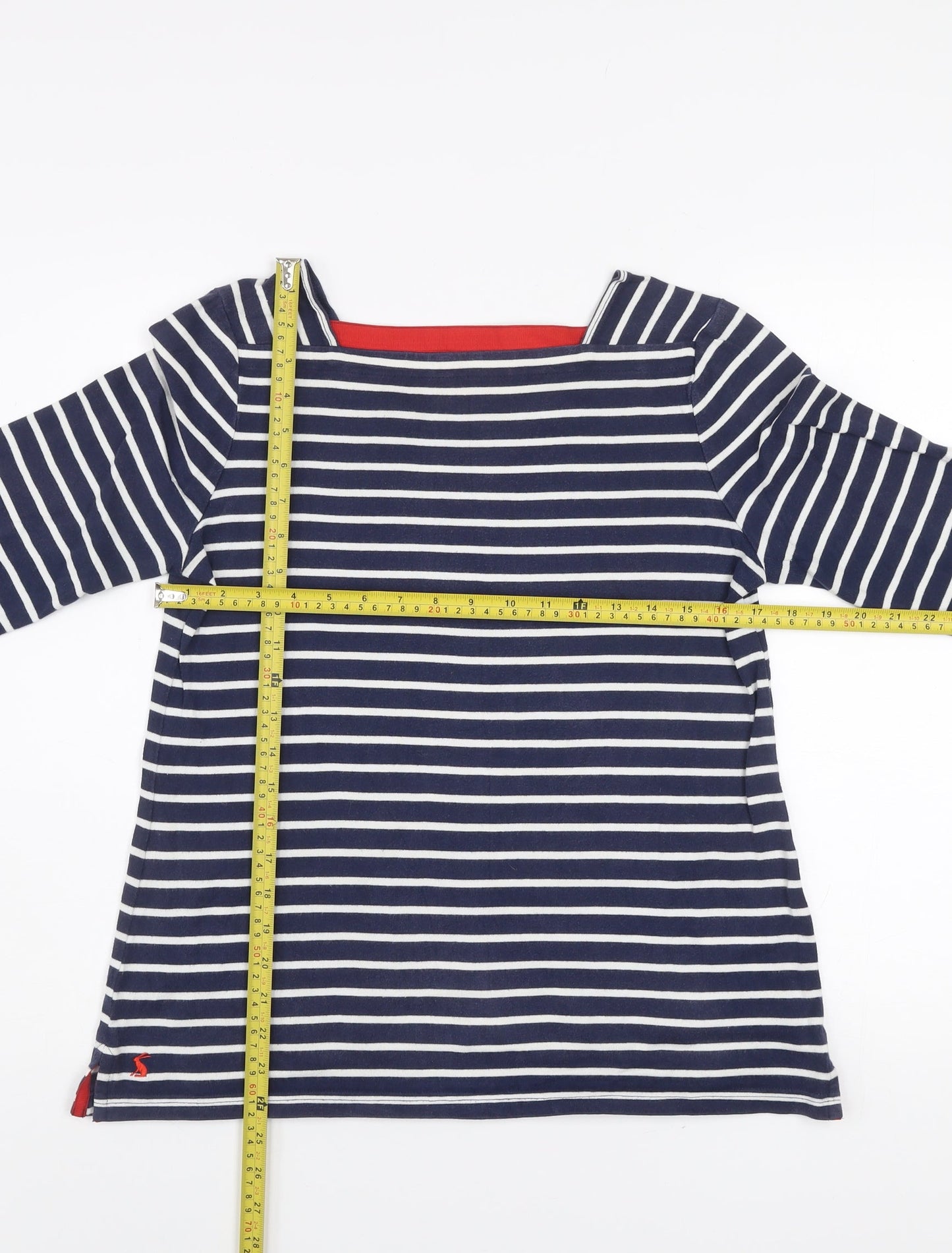 Joules Women's Blue Striped Boat Neck Cotton Long Sleeve Jumper Size 10