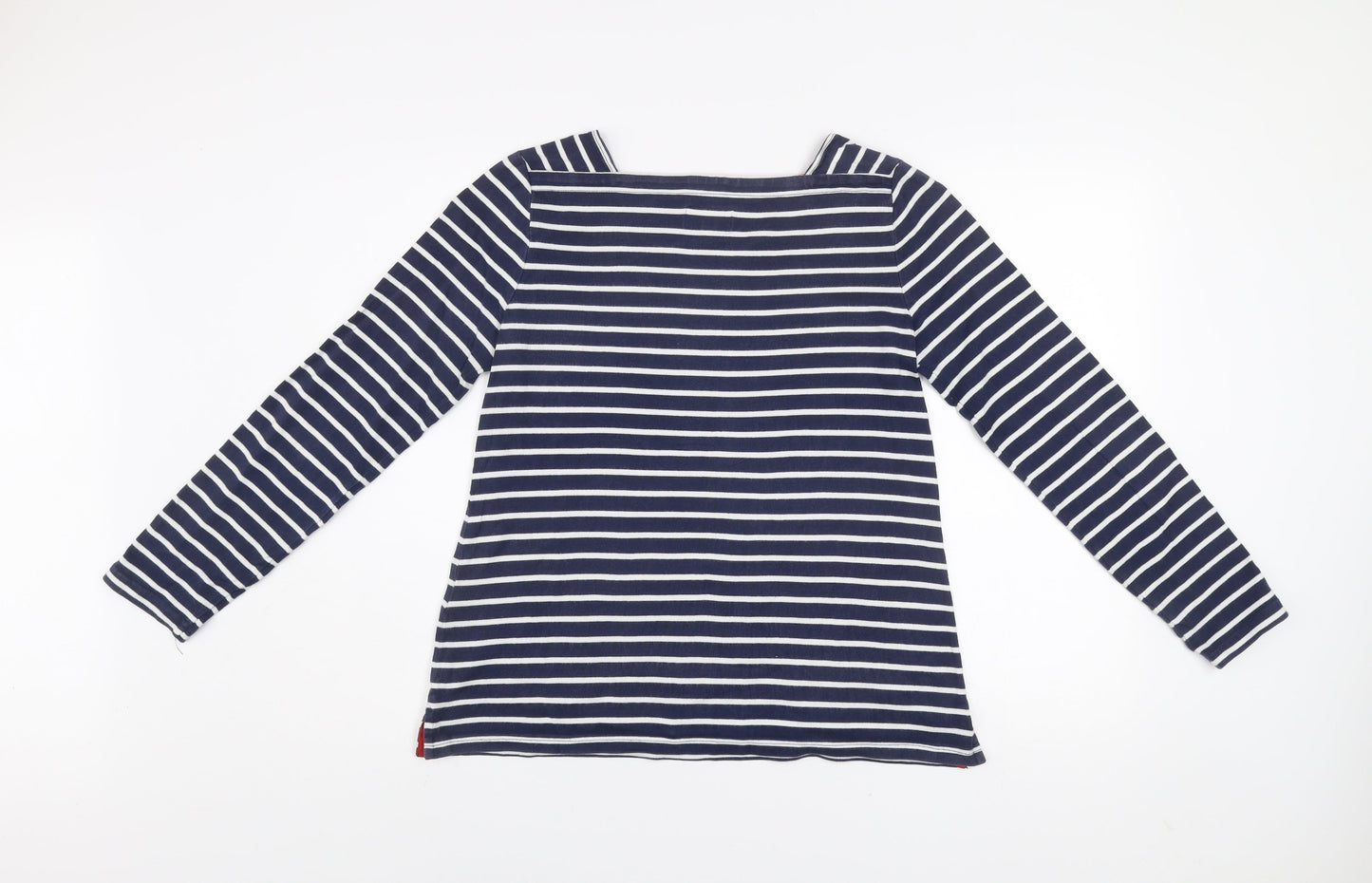 Joules Women's Blue Striped Boat Neck Cotton Long Sleeve Jumper Size 10