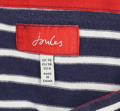 Joules Women's Blue Striped Boat Neck Cotton Long Sleeve Jumper Size 10
