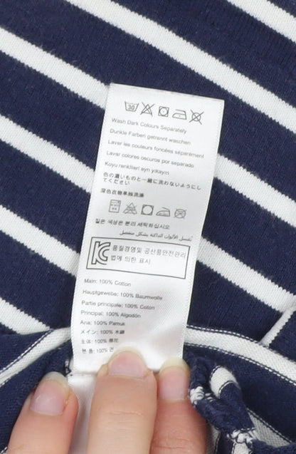 Joules Women's Blue Striped Boat Neck Cotton Long Sleeve Jumper Size 10