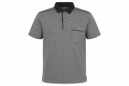 Wolsey Men's Grey Geometric Short Sleeve Cotton Polo Shirt Size M