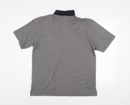 Wolsey Men's Grey Geometric Short Sleeve Cotton Polo Shirt Size M