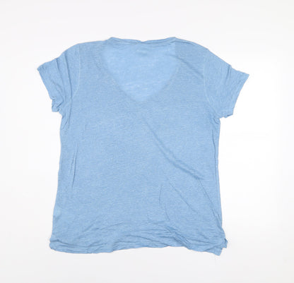 GAP Women’s Blue Linen V-Neck Short Sleeve T-Shirt M