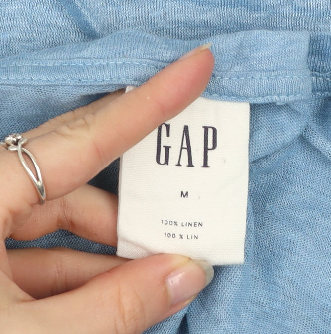 GAP Women’s Blue Linen V-Neck Short Sleeve T-Shirt M