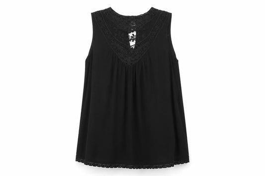 Front view of Kaleidoscope Women Black Lace Shift Dress, size 16, Sleeveless V-Neck