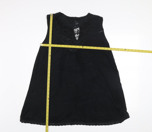 Kaleidoscope Women Black Lace Shift Dress Size 16 Sleeveless V-Neck