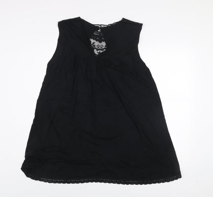 Kaleidoscope Women Black Lace Shift Dress Size 16 Sleeveless V-Neck