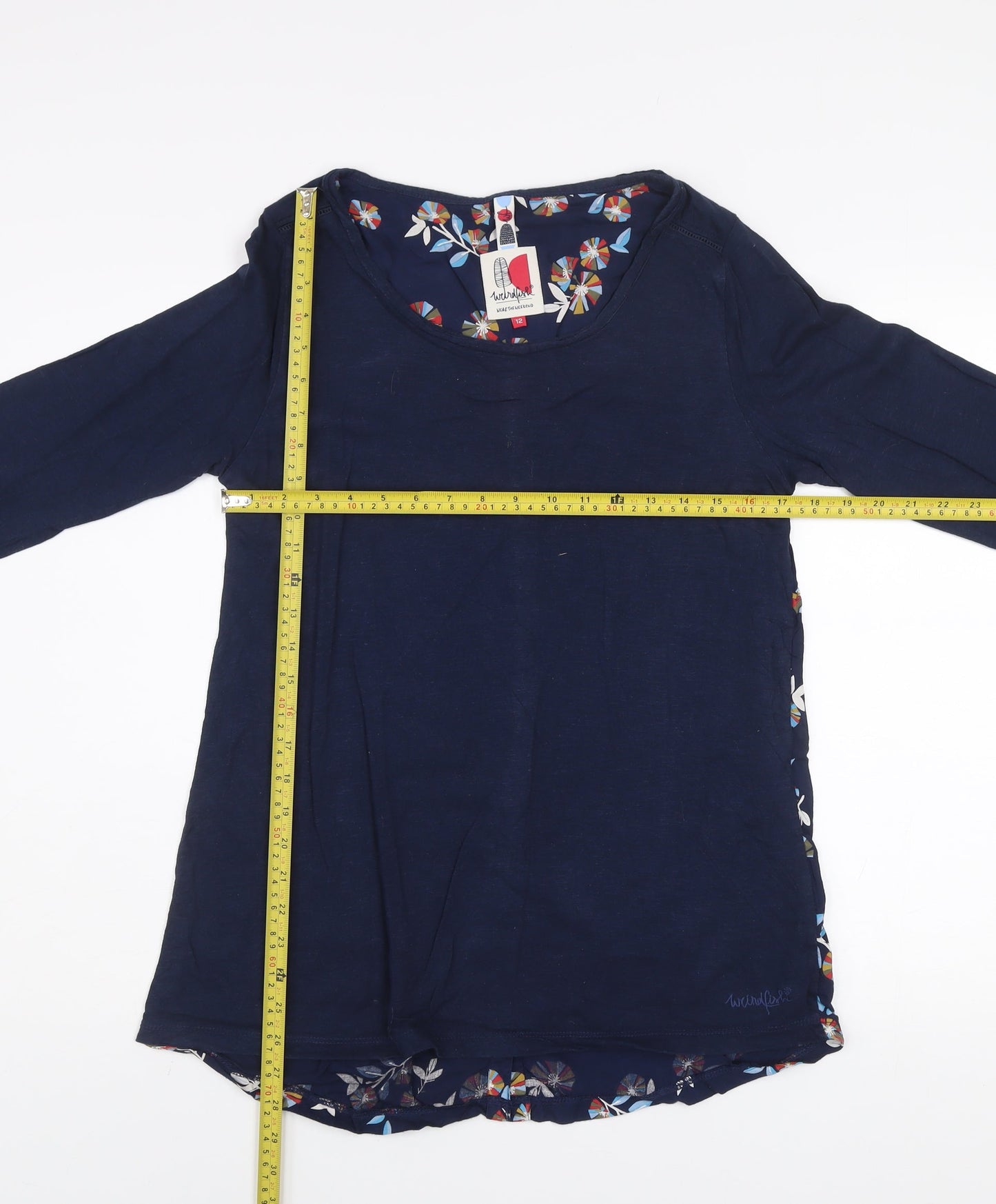 Womens UK Size 12 Weird Fish Blue Tunic Blouse