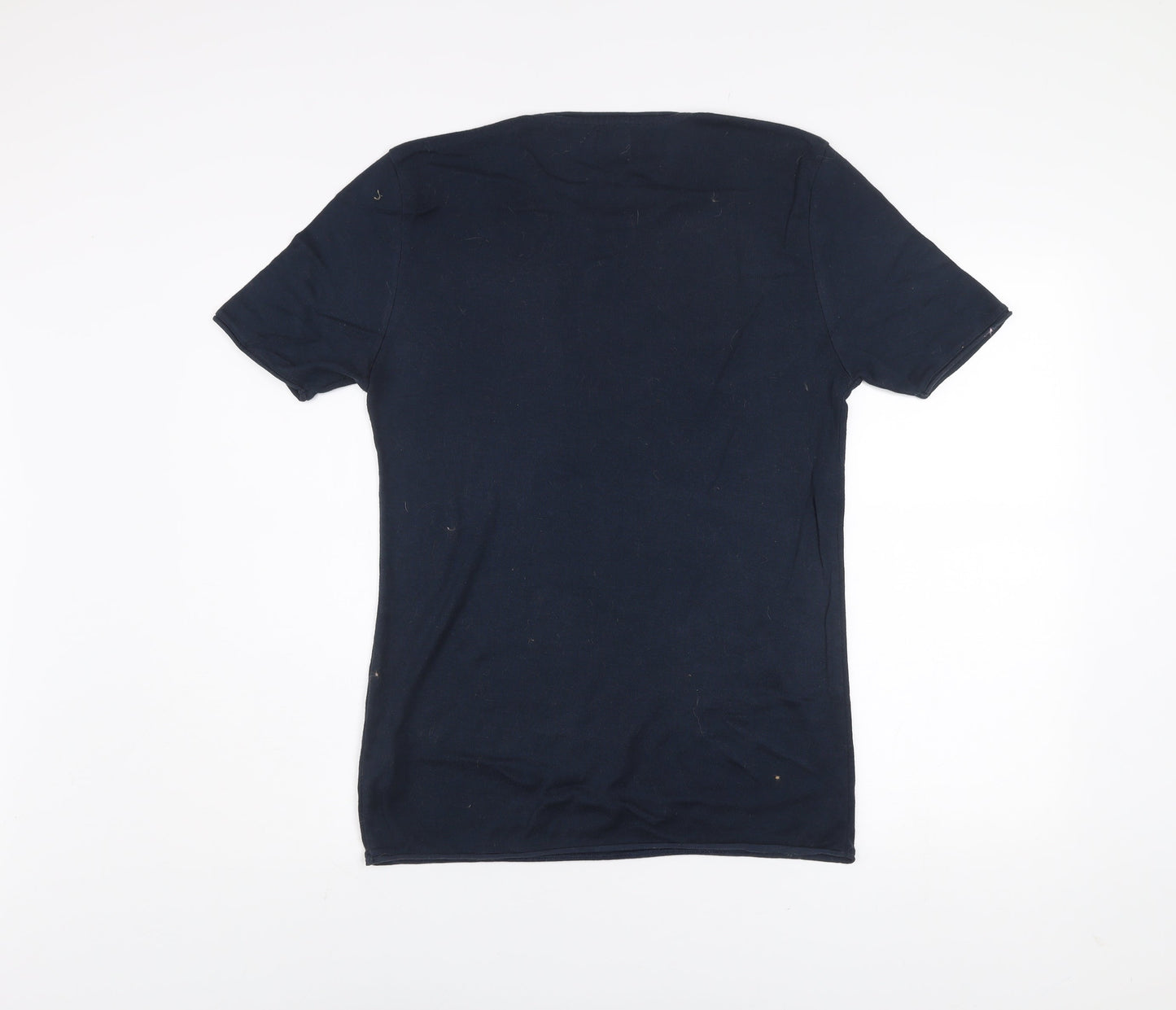 Zara Men's Blue Crew Neck Short Sleeve Cotton T-Shirt Size M