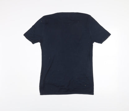 Zara Men's Blue Crew Neck Short Sleeve Cotton T-Shirt Size M