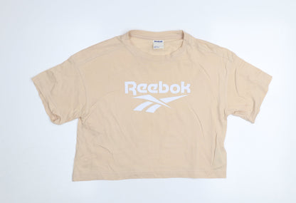 Womens UK Size S Reebok Beige Cropped T-Shirt