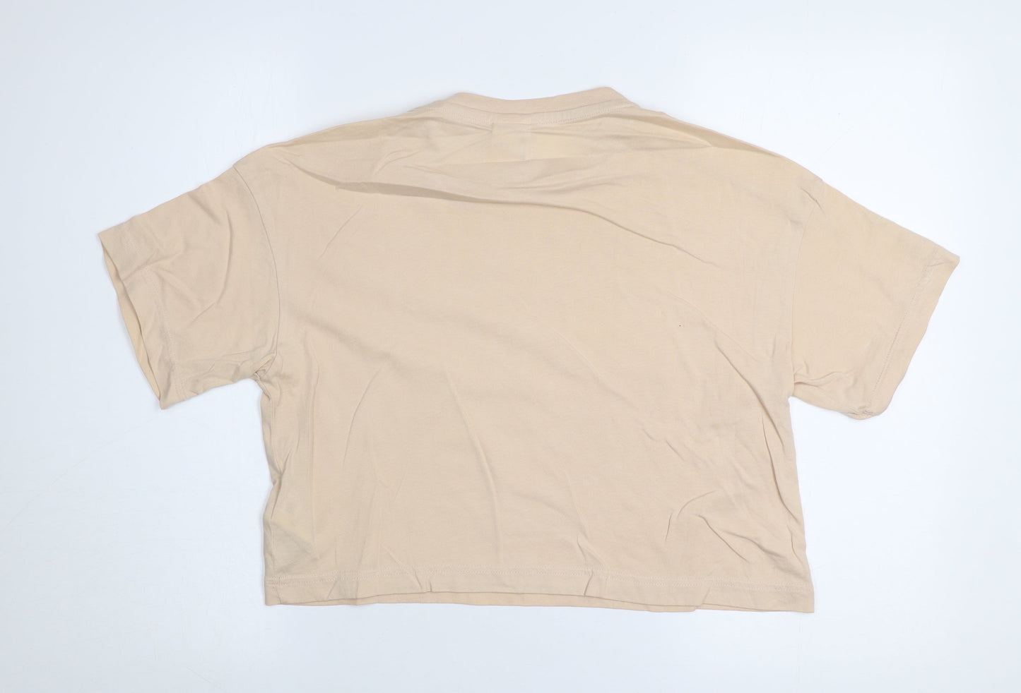 Womens UK Size S Reebok Beige Cropped T-Shirt