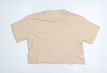 Womens UK Size S Reebok Beige Cropped T-Shirt