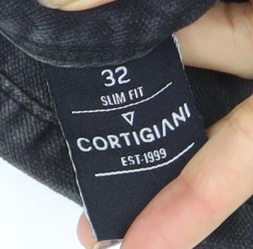 Cortigiani Men's Black Slim Fit Jeans Size 32 Straight Leg Denim