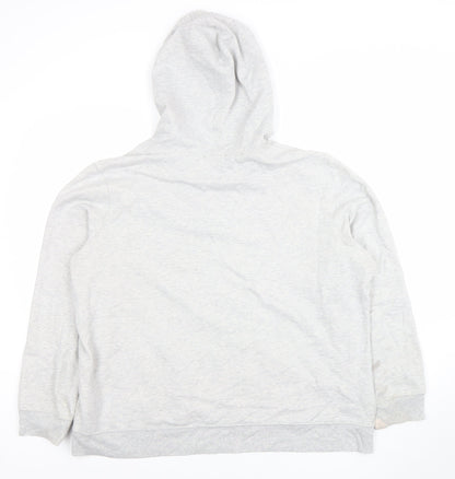 GAP Women Grey XXL Pullover Hoodie Cotton Logo Embroidered Sweatshirt