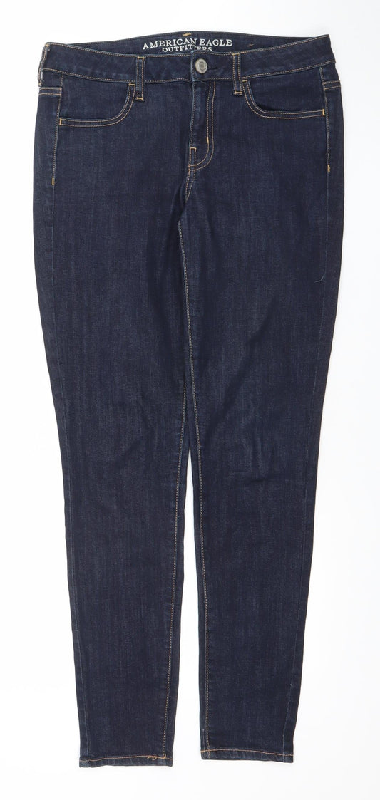 Womens UK Size 8 American Eagle Outfitters Slim Fit Skinny Blue Jeans