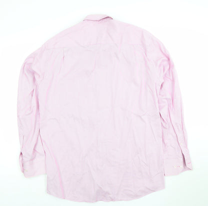 André Men’s Pink Striped Cotton Long Sleeve Button-Up Shirt Size 16 Regular