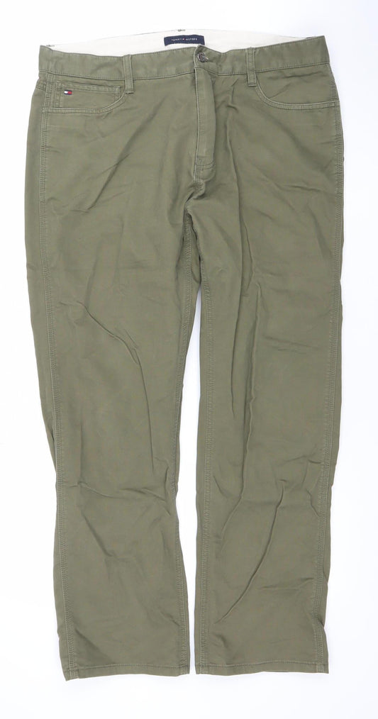 Tommy Hilfiger Men's Green Chino Trousers 36x30 Regular Fit