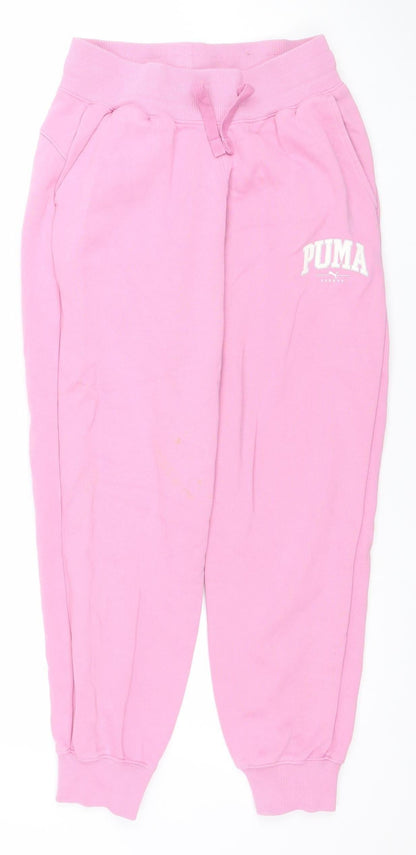 Puma Womens Pink XS Jogger Trousers Cotton Blend Sportswear