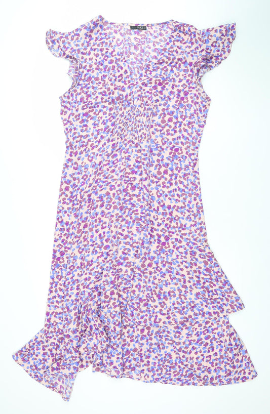 Quiz Women’s Multicoloured Animal Print Ruffle Midi Dress Size 16
