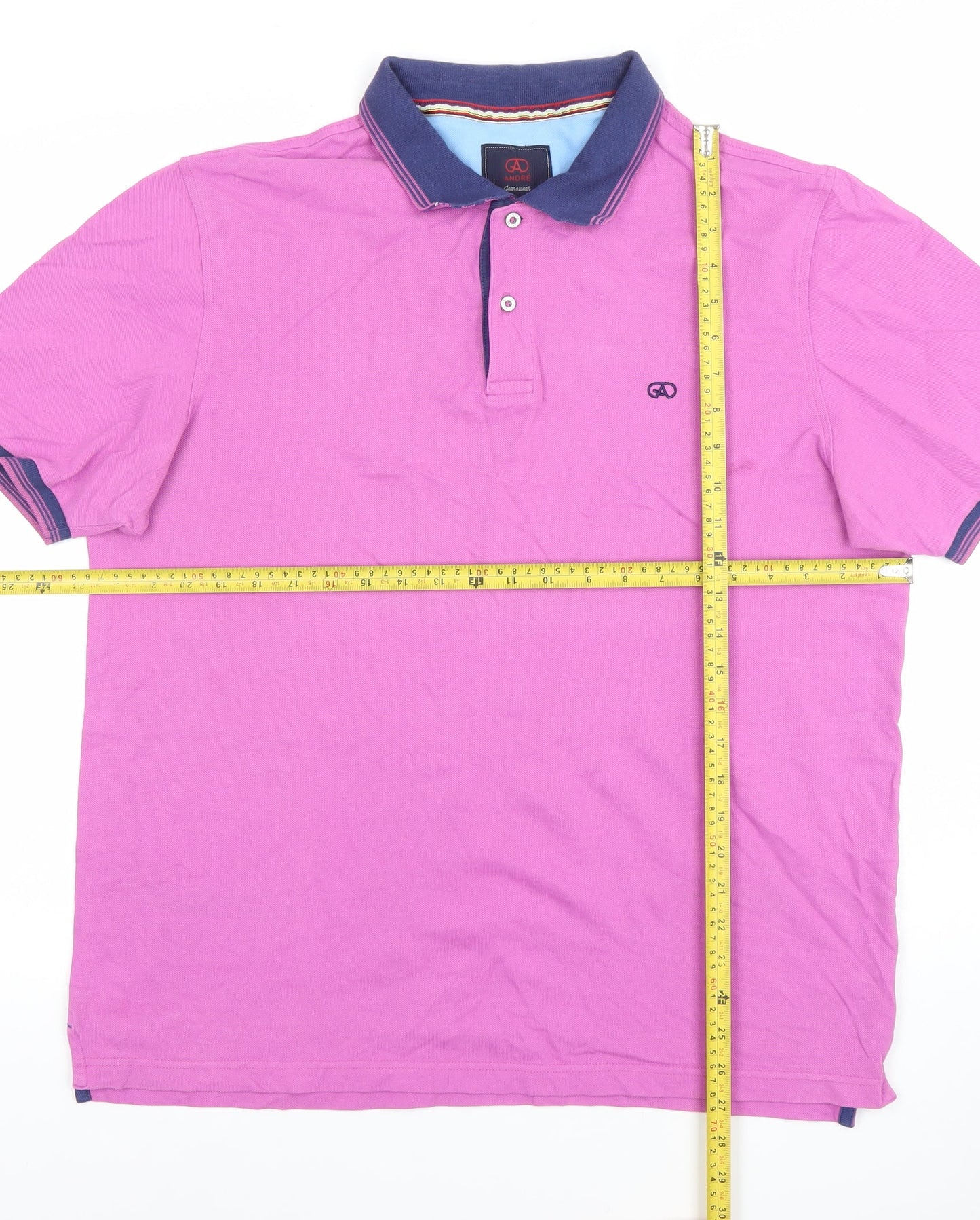 Andre Men's Pink XL Cotton Polo Shirt Classic Collared Short Sleeve